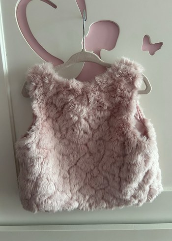 H&M Kız Çocuk Pembe Kürklü Yelek - Görsel 2