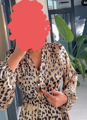 Leopar midiboy L beden elbise