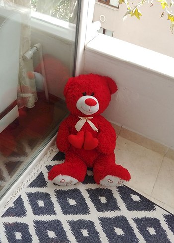  Beden Renk Kırmızı Peluş Ayı Oyuncak 65 cm boy