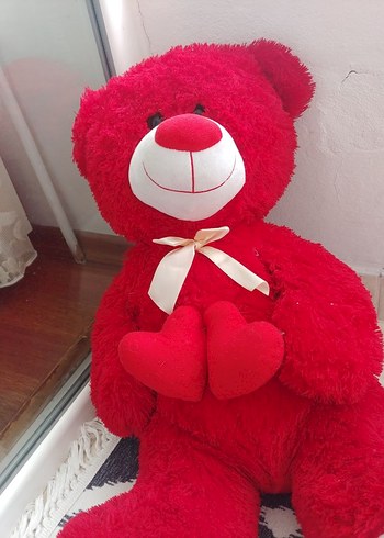  Beden Kırmızı Peluş Ayı Oyuncak 65 cm boy
