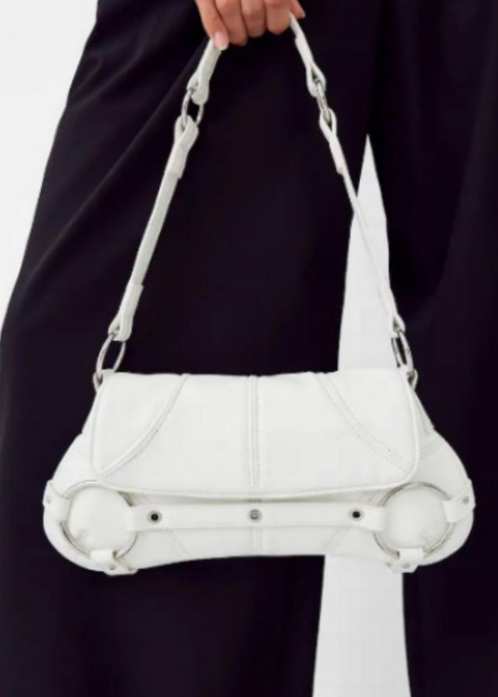 BERSHKA Beyaz Deri Tokalı Kadın Çanta - Görsel 2