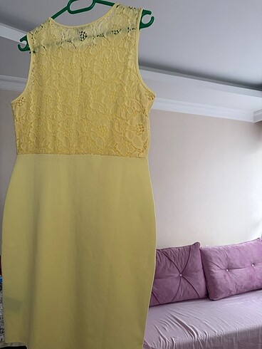 m Beden H&M sarı dantel M balık elbise