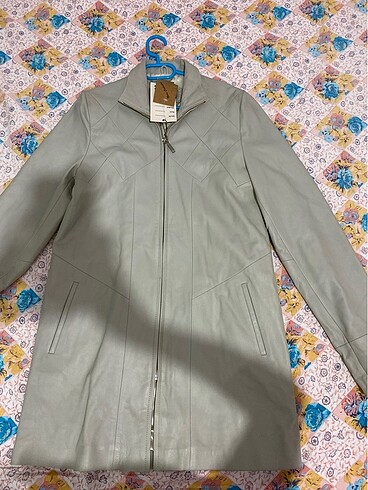 Deri ceket taş rengi - Görsel 5