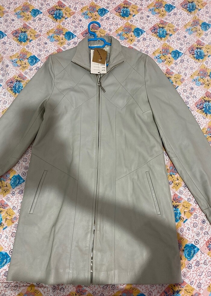 Deri ceket taş rengi - Görsel 5