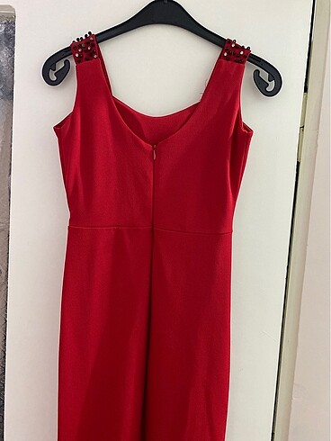 Bordo kırmızı balık abiye - Görsel 4