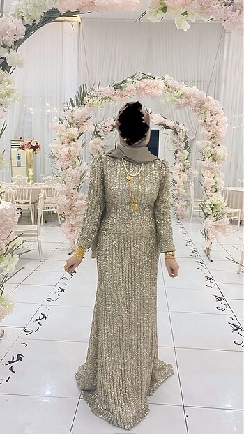 Tesettür abiye gold - Görsel 2