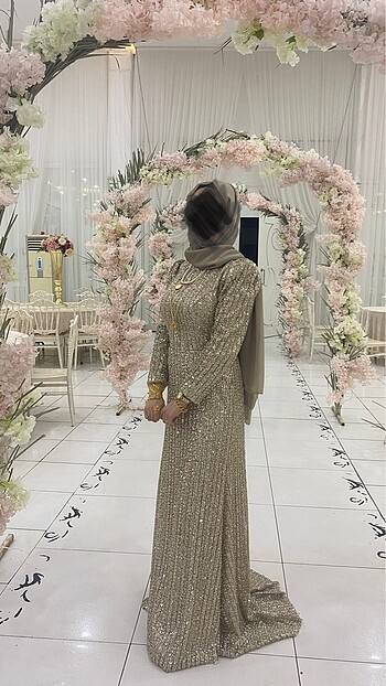 Tesettür abiye gold - Görsel 5