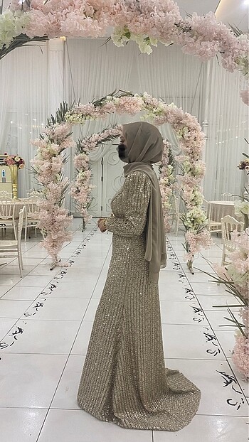 Tesettür abiye gold - Görsel 6