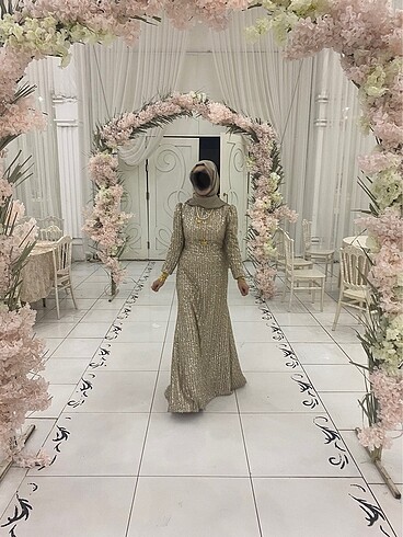 Tesettür abiye gold - Görsel 3