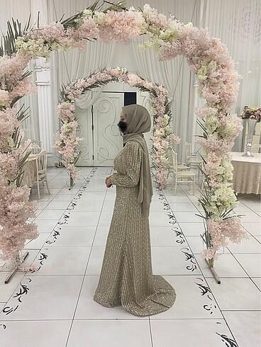 Tesettür abiye gold - Görsel 4