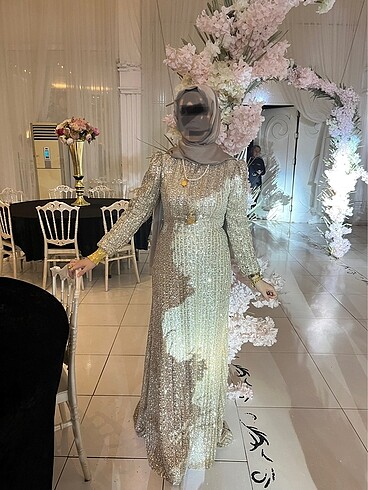 Tesettür abiye gold - Görsel 7