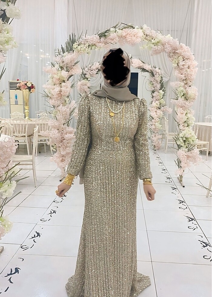 Tesettür abiye gold - Görsel 2