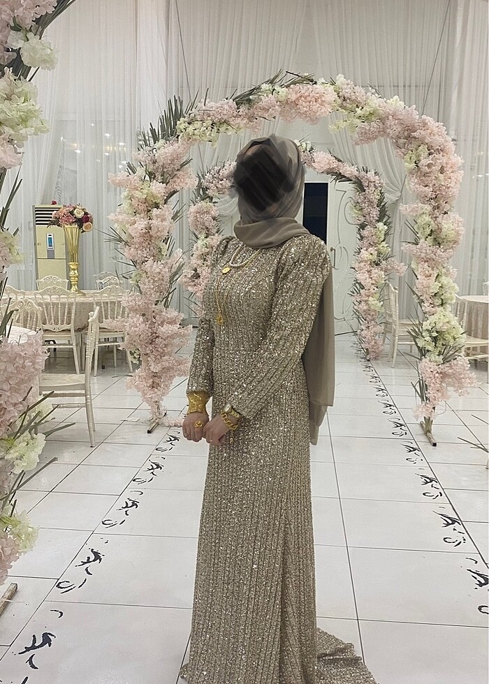 Tesettür abiye gold - Görsel 5