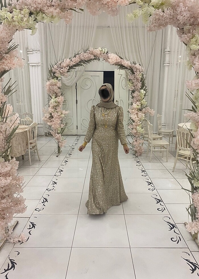 Tesettür abiye gold - Görsel 3