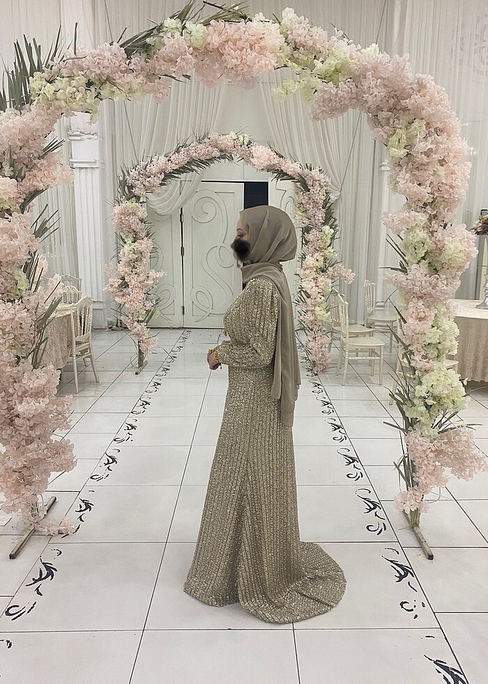 Tesettür abiye gold - Görsel 4