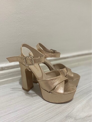 Platform topuklu ayakkabı gold - Görsel 6