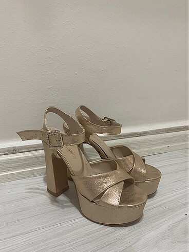 Platform topuklu ayakkabı gold - Görsel 7