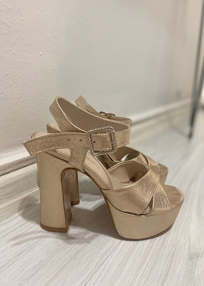 Platform topuklu ayakkabı gold - Görsel 2