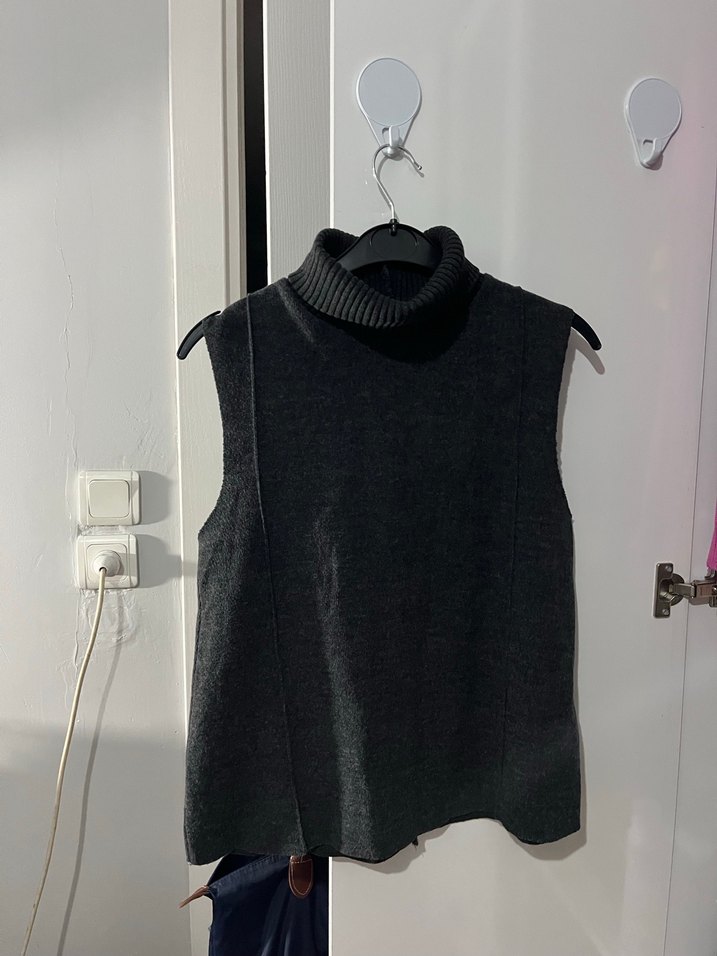 Gri Kadın Balıkçı Yaka Örgü Süveter - Görsel 2