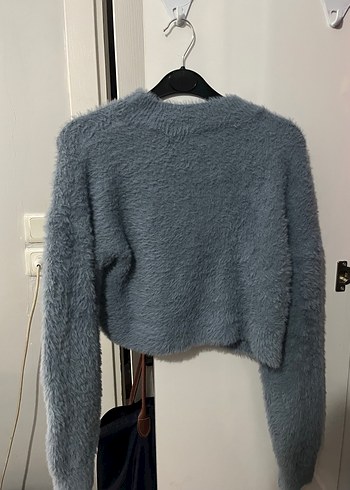 Gri Uzun Kollu Kadın Triko Kazak - Görsel 3