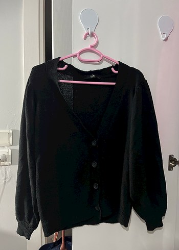 Düğmeli Siyah Midi Kadın Hırka - Görsel 3