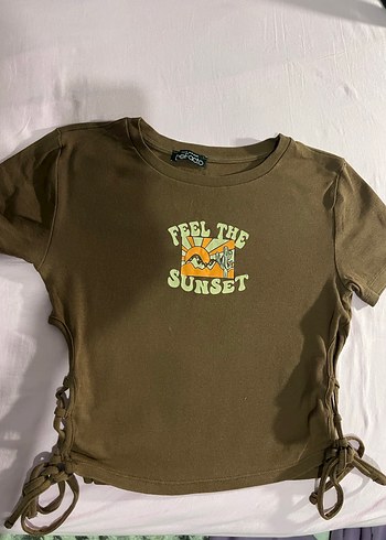 Kahverengi Baskılı Kısa crop - Görsel 5