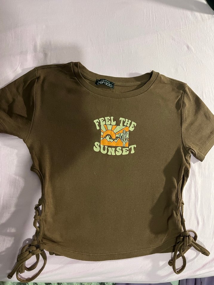 Kahverengi Baskılı Kısa crop - Görsel 5