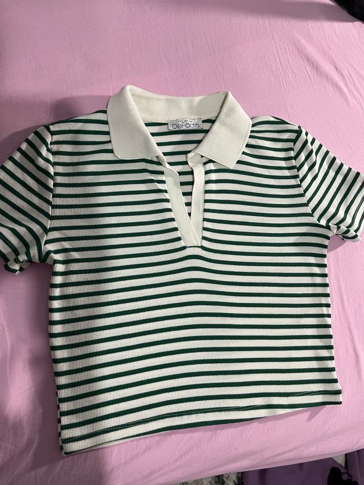 Yeşil ÇizgiliPolo Tişört - Görsel 3
