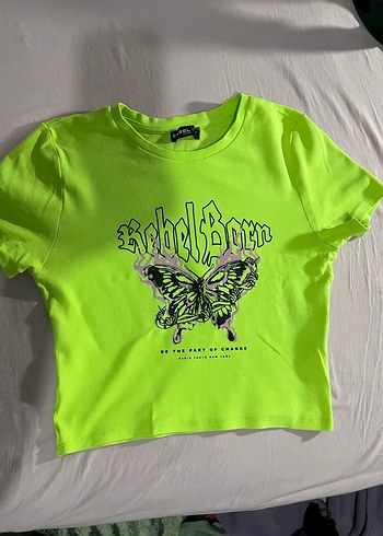 Yeşil Kısa Kollu Baskılı Kadın Tişört - Görsel 2