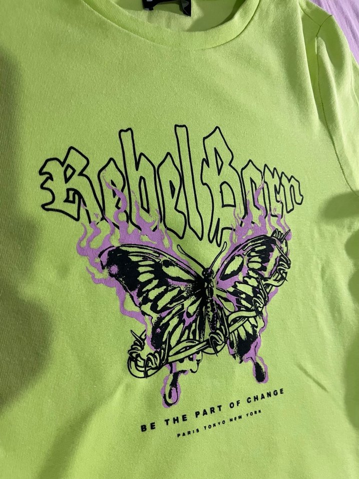 Yeşil Kısa Kollu Baskılı Kadın Tişört - Görsel 3