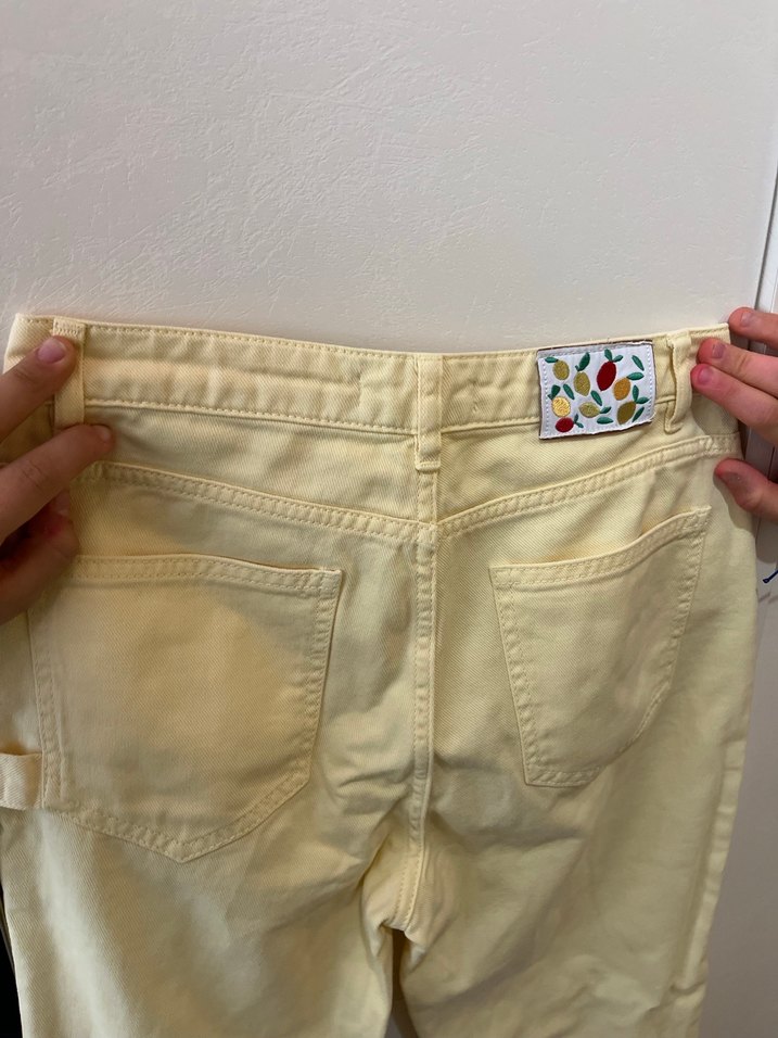 Sarı Düğmeli Kadın Midi Jean - Görsel 5