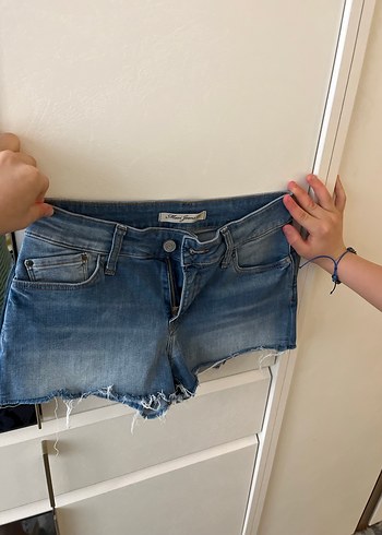 Düğmeli Kadın Mini Mavi Kot Şort - Görsel 4