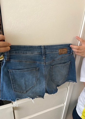 Düğmeli Kadın Mini Mavi Kot Şort - Görsel 5