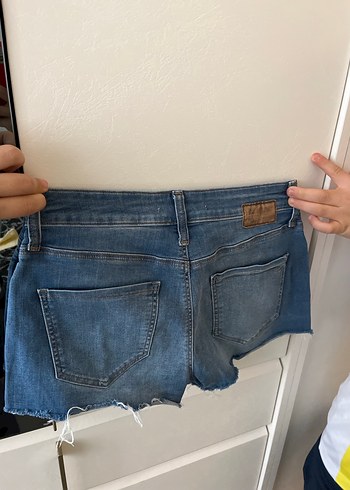 Düğmeli Kadın Mini Mavi Kot Şort - Görsel 6