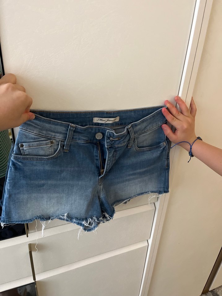 Düğmeli Kadın Mini Mavi Kot Şort - Görsel 4