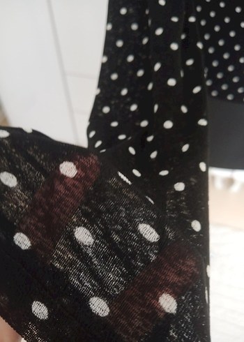 Siyah Puantiyeli Boğazlı Kadın Bluz - Görsel 4