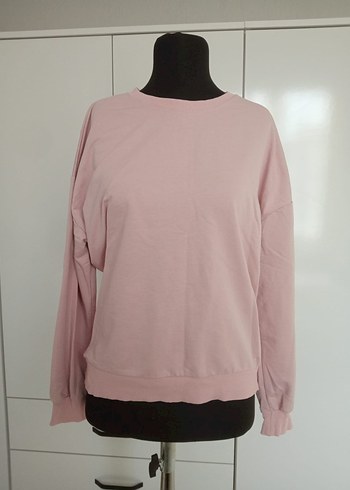 Pembe Pamuklu Kadın Sweatshirt - Görsel 4