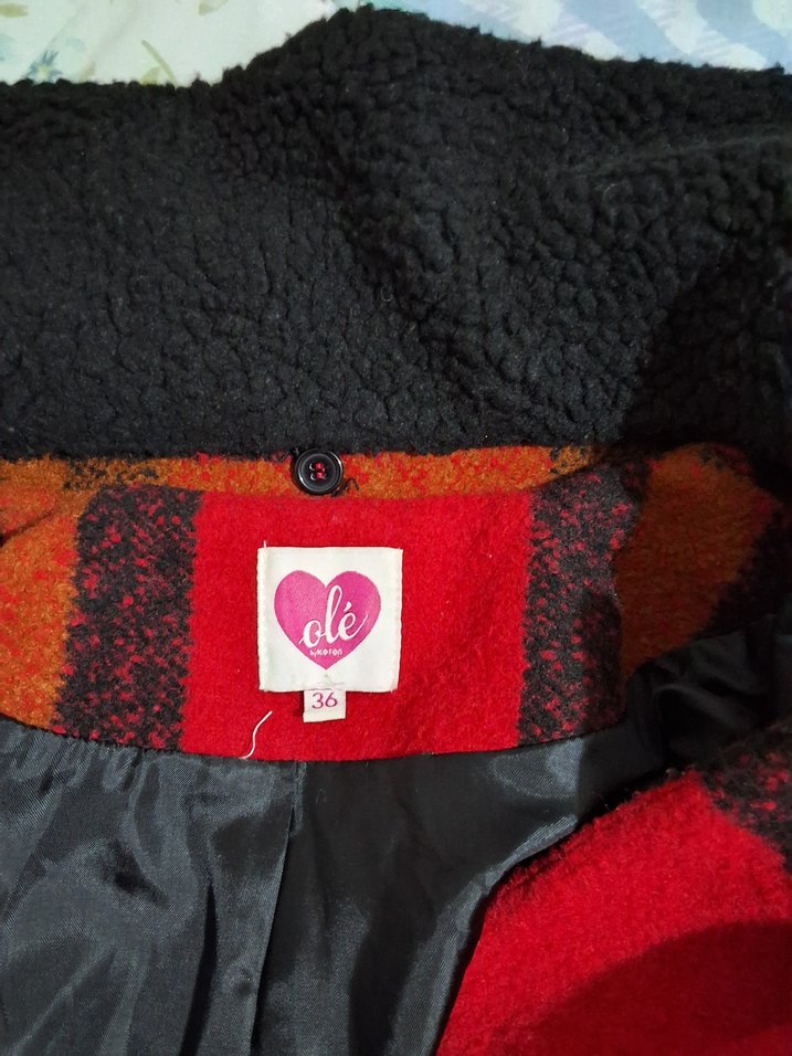 Düğmeli Kırmızı Kareli Midi Hamile Kabanı - Görsel 5