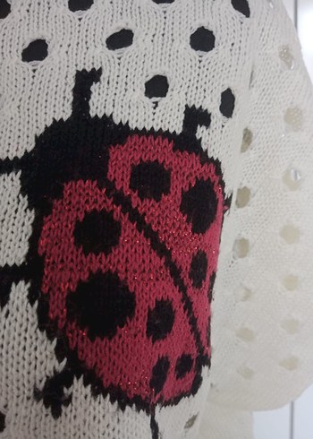 Nakışlı Kısa Kollu Beyaz Kadın Triko - Görsel 2