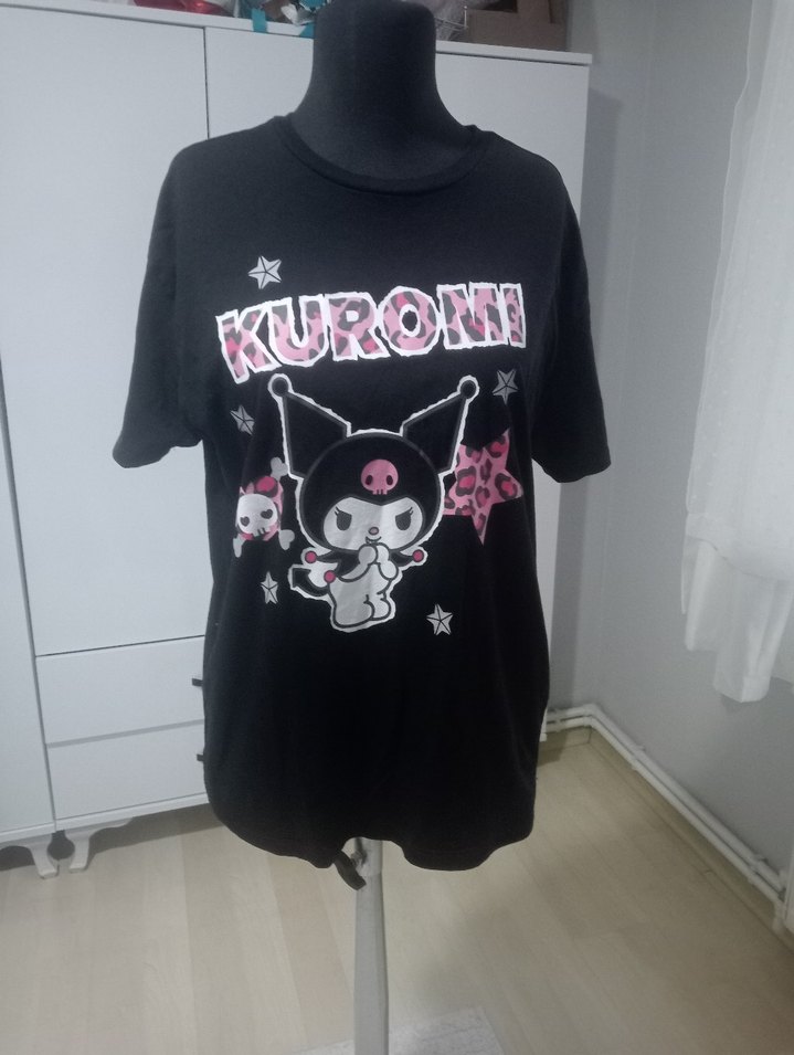 Kız Çocuk Siyah Kuromi Baskılı Tişört - Görsel 2