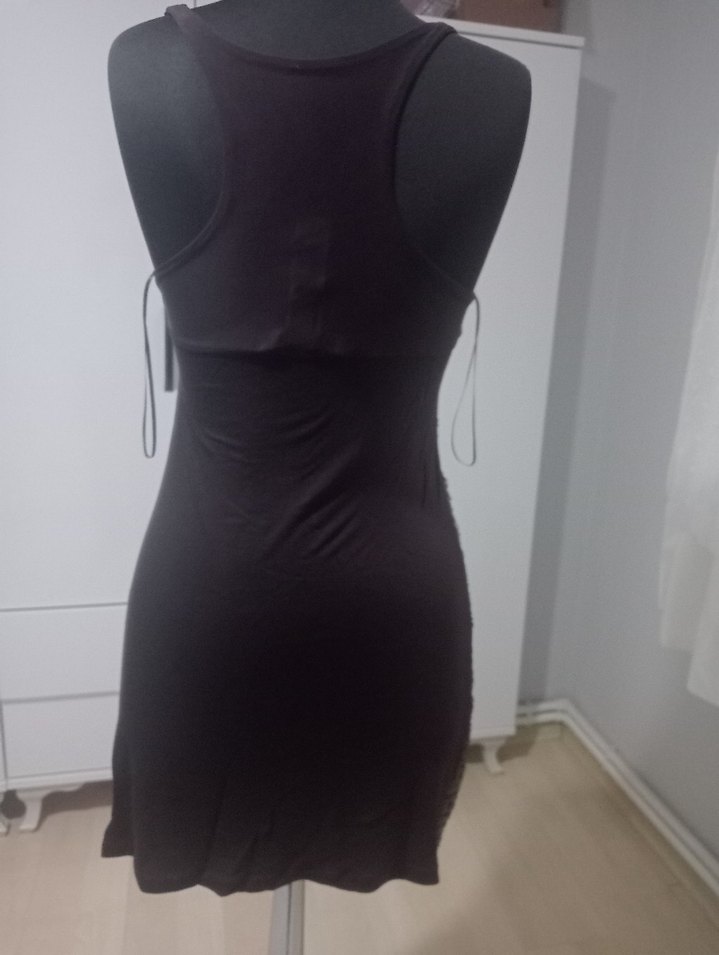 Siyah Drapeli Mini Abiye Elbise - Görsel 5