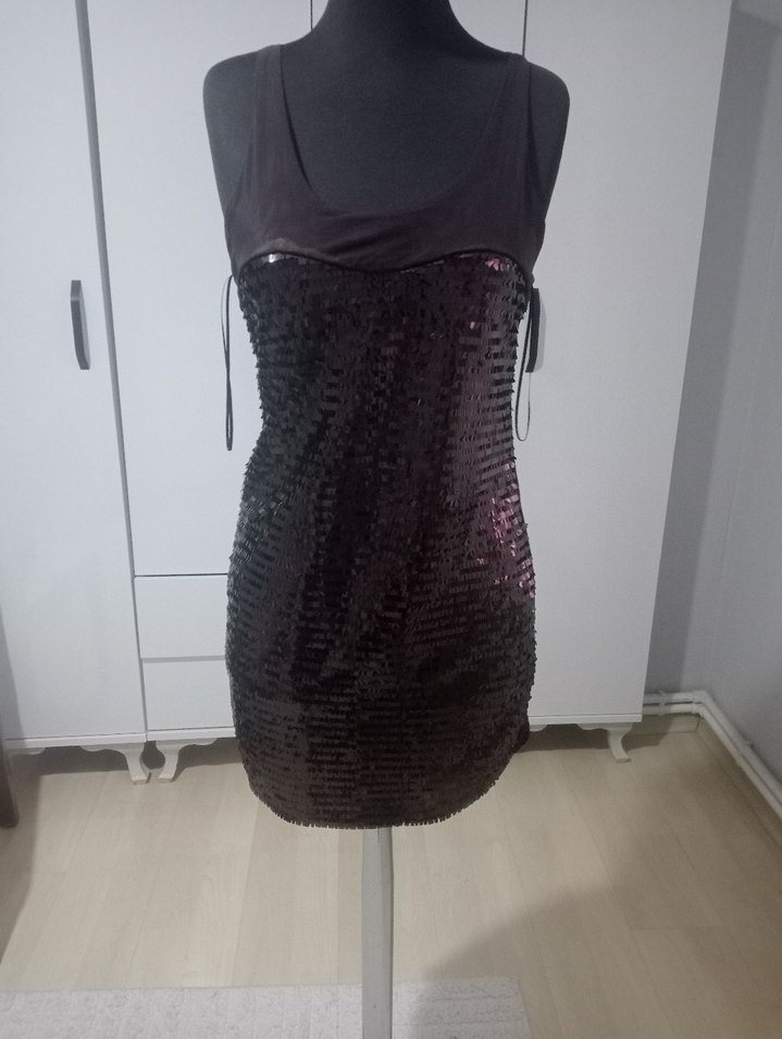 Siyah Drapeli Mini Abiye Elbise - Görsel 2