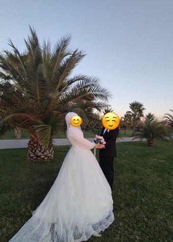 Gelinlik Yüksek Yakalı Prenses Gelinlik