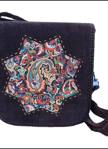 Tasarımcı Kahverengi süet tasarım çanta 