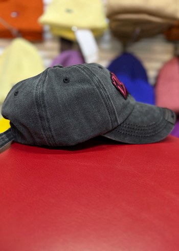Antrasit Denim Ayarlanabilir Eskitme Uniseks Şapka - Görsel 3