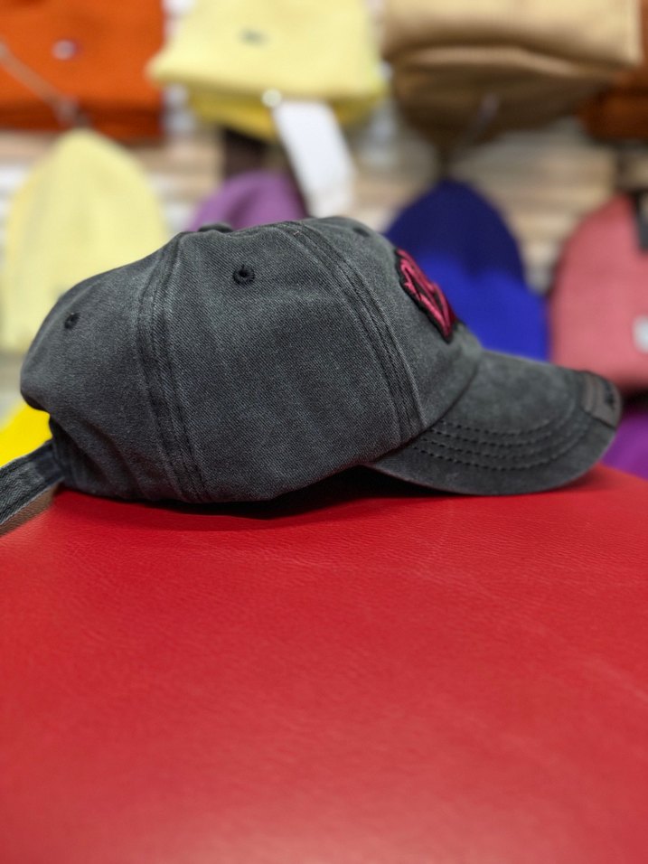 Antrasit Denim Ayarlanabilir Eskitme Uniseks Şapka - Görsel 3