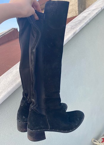 Siyah Süet Dizüstü Stiletto Bot