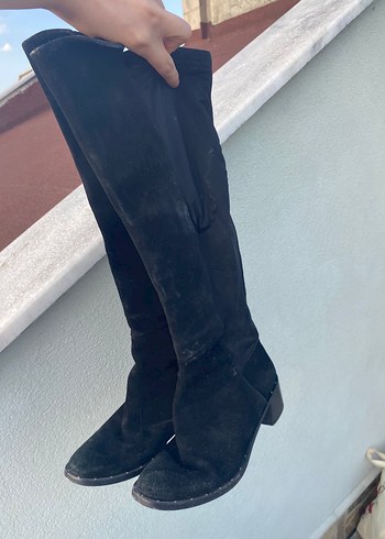Derimod Siyah Süet Dizüstü Stiletto Bot
