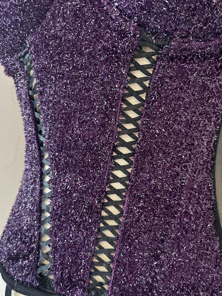 Mor Desenli Strappy Büstiyer - Görsel 3