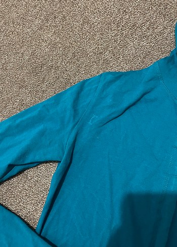 Mavi Kapüşonlu Kadın y2k bluz - Görsel 3